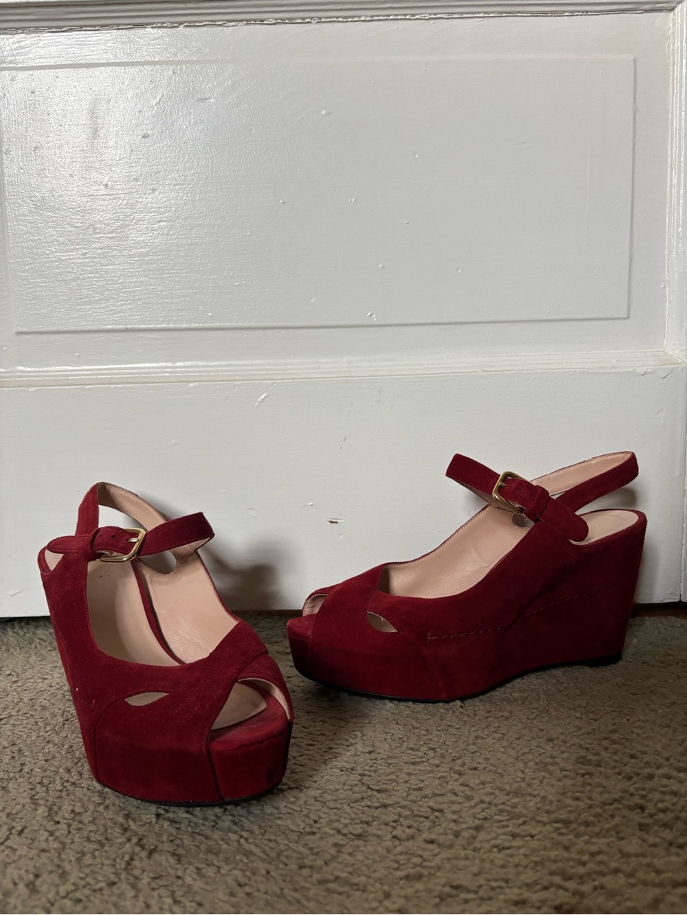 Suede Platform Wedge Heels - Picture 2 of 12